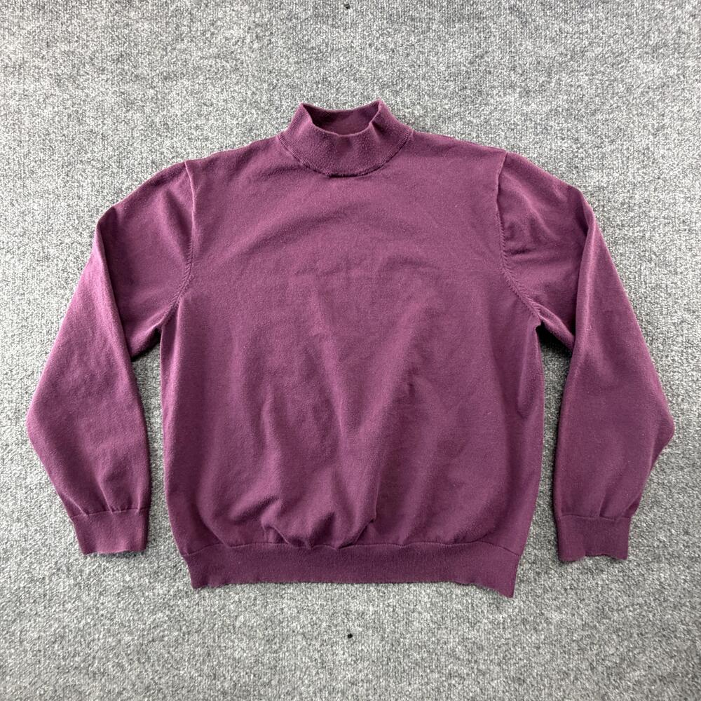 Vtg CEZANI Sweater Women's XL Purple Mock Neck Pima Cotton Long Sleeve Hong Kong